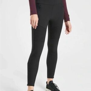 Athleta Headlands Hybrid Moto Pants Black Leggings